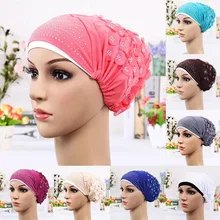 Женский мусульманский эластичный тюрбан шапка после химиотерапии шапка потеря волос головной платок, шарф Шапочка под хиджаб