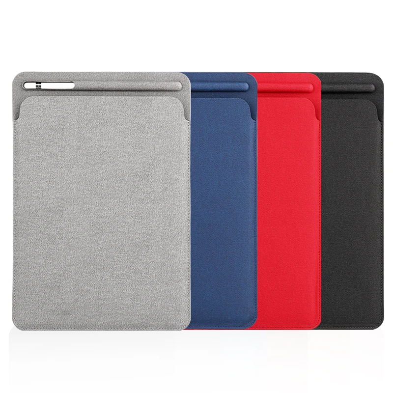 Linen finish Sleeve Case for iPad Pro 10.5 Pouch Bag Cover with Pencil Slot for iPad Pro 9.7 and for new ipad 9.7 2018 Release