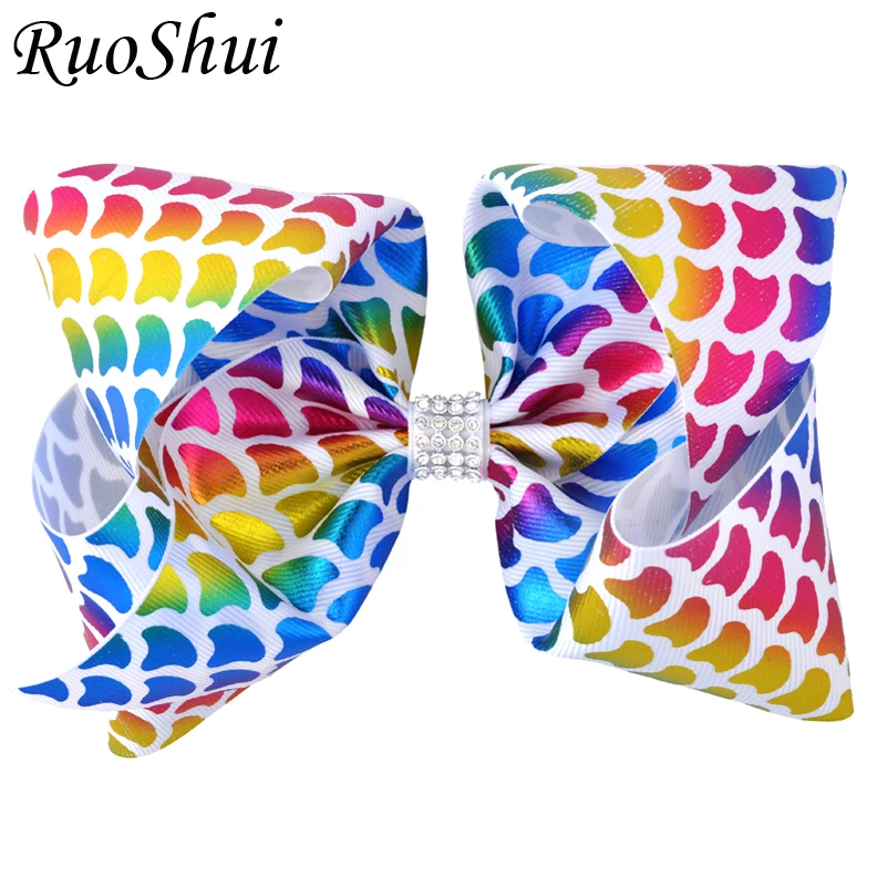 

1PCS Newest 8 inch Girls Rhinestone Large Hair Bow Grosgrain Ribbon Hairgrip Alligator Clips Headwear For Women Hair Accessories