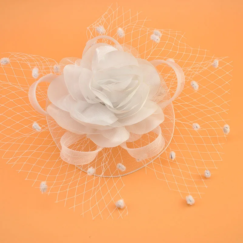 Vintage Bridal Flower Hats Elegant Wedding Accessories Bride Net Hats White Fascinator Women's Formal Occasion
