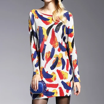 

Women Sweater Plus Size 2018 Autumn Winter Long Sleeve Knitwear White Plaid Print Oversize Female Jumpers Christmas Sweater