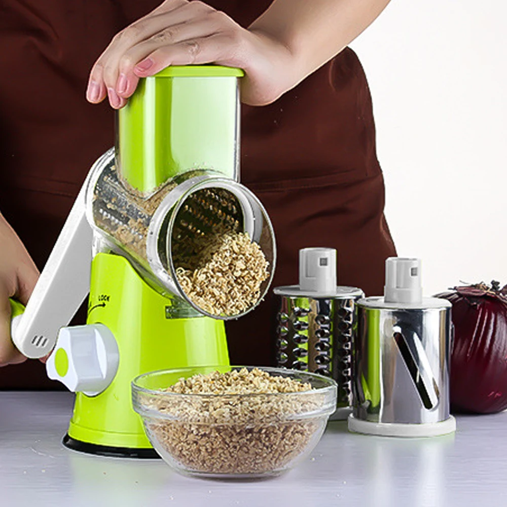 Mandoline Vegetable Slicer Salad Cutter Vegetable Chopper Spiralizer Cheese Grater Potato Julienne Nut Shredder with 3 Blades