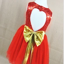 Новинка года, детские платья с блестками и бантом на спине, с узором в виде сердца эксклюзивная Праздничная танцевальная одежда принцессы для девочек 5 шт./партия