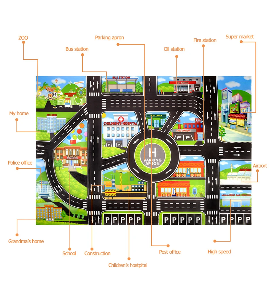 Детские игрушки город парковка партия Дорожная карта DIY транзитная дорога знаки литой под давлением сплав игрушка, модель автомобиля мат для скалолазания игрушки для детей подарок игра