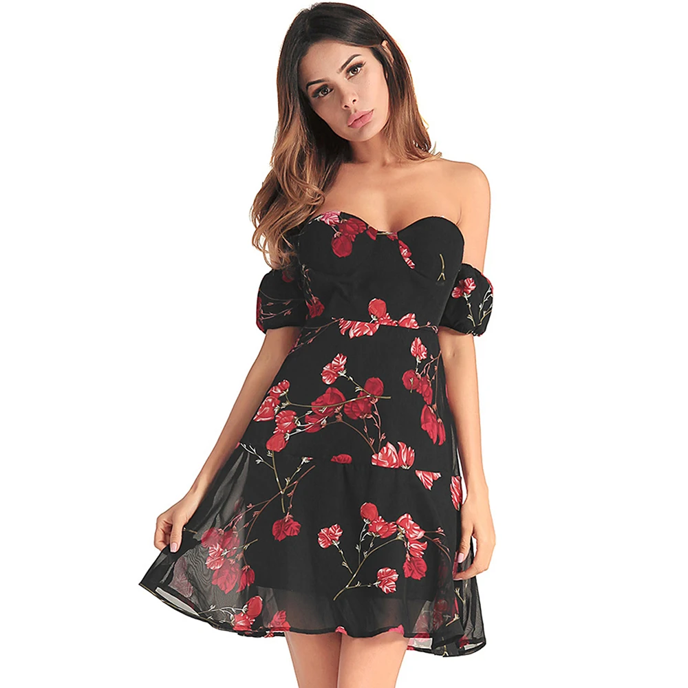 Sexy Celebrities Floral Tassel Backless Strapless Irregular Dress Dresses