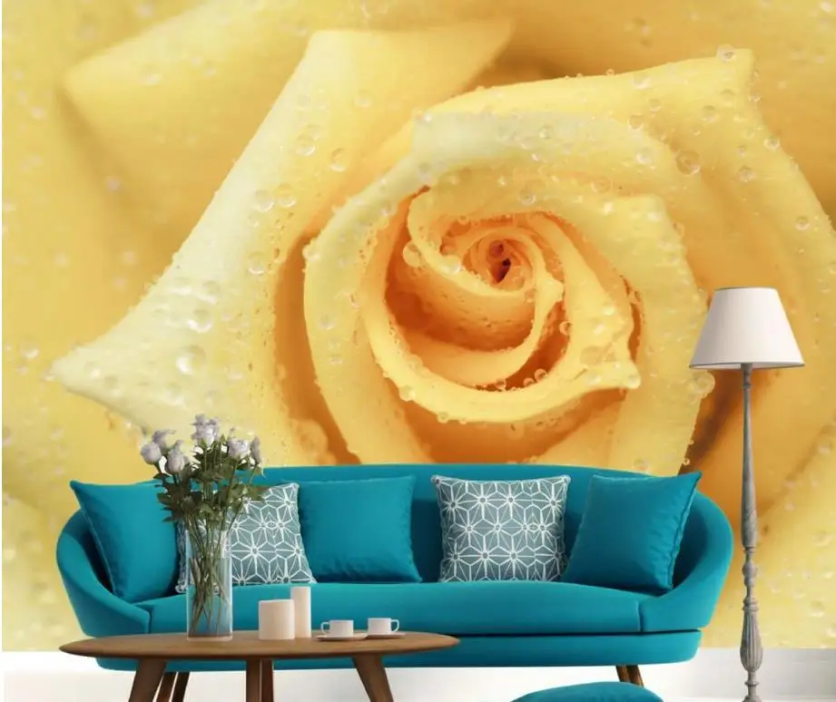 Télécharger gratuitement Images Haute Definition Jaune Rose Gouttes D Eau Fond Mural 3d Papier dernière salutations