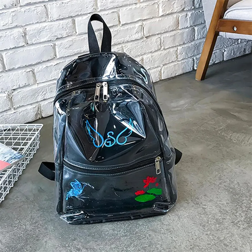 MOLAVE Backpack Girls Solid Backpacks Female Zipper Plastic Transparent