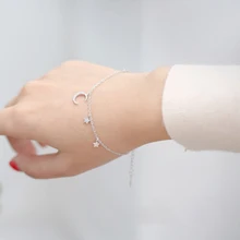 XIYANIKE 925 стерлингового серебра месяц мини звезда кисточкой кулон тонкий браслет для женщин кубического циркония ручной работы ювелирные изделия подарок