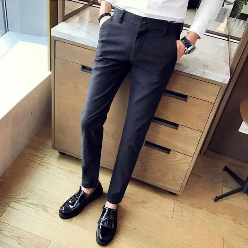 Весна Осень коммерция Повседневный прямой деловой костюм брюки мужские брюки одежда повседневные брюки классические деловые брюки мужские sli - Цвет: Черный
