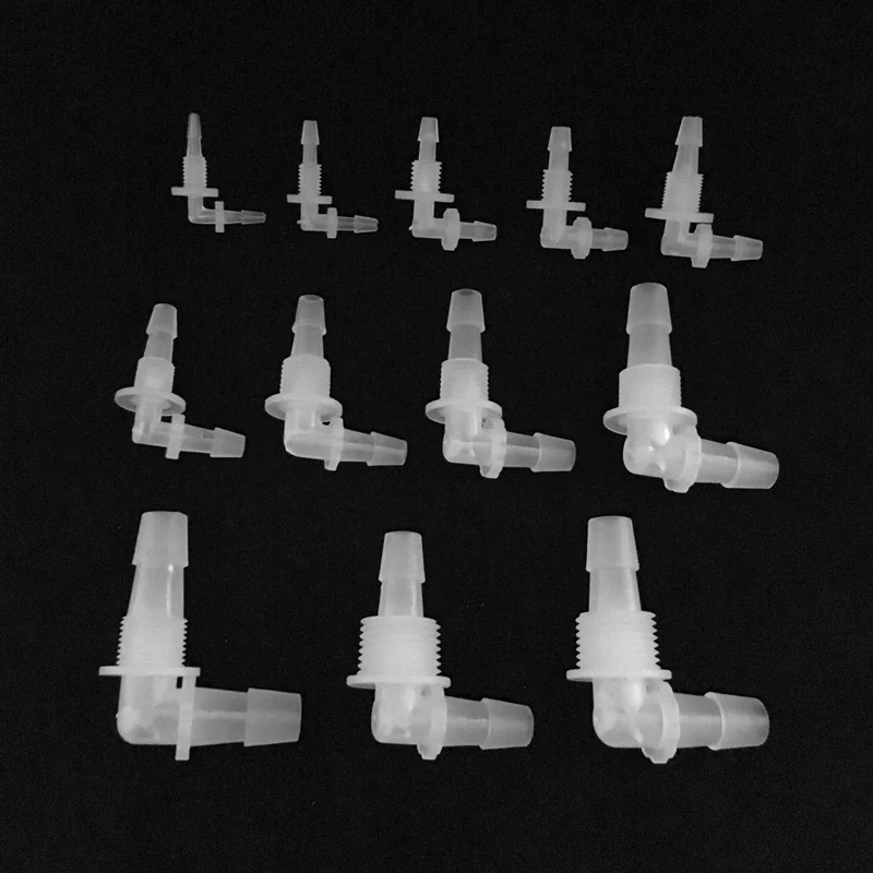 1 шт. 2,4 мм-11,1 мм Пластиковые резьбовые 90 градусов коленчатые соединители для аквариумная система(отправить с гайкой