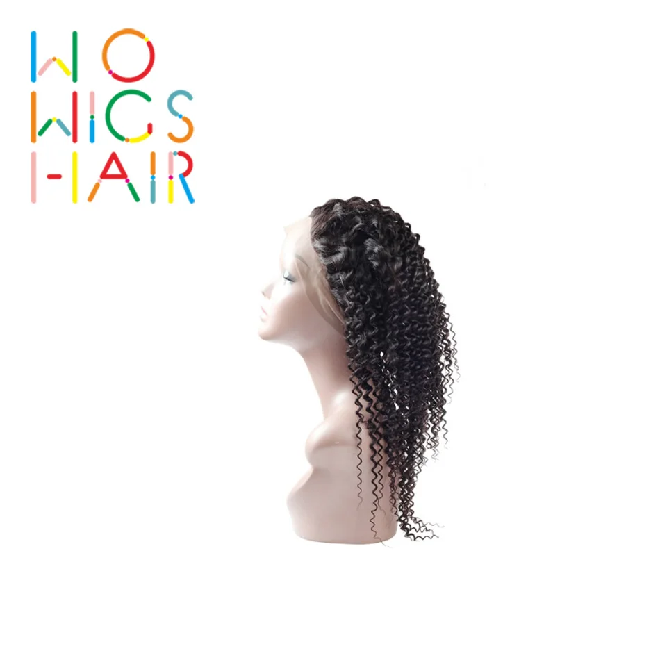 WoWigs Hair Brazilian Lace Wigs Curly 360 Frontal Remy Natural Color 100% Human Pre Plucked Front | Шиньоны и парики