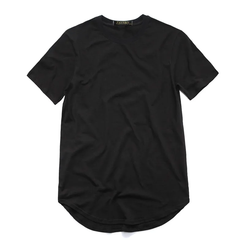 Men's T Shirt Kanye West Extended tshirt men Curved Hem Long line Tops Hip Hop Urban Blank Justin Bieber t shirt TX135-R