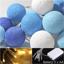 Светодиодный аккумулятор темно-синего цвета, хлопковый шар, гирлянда, домашний Свадебный декор для патио