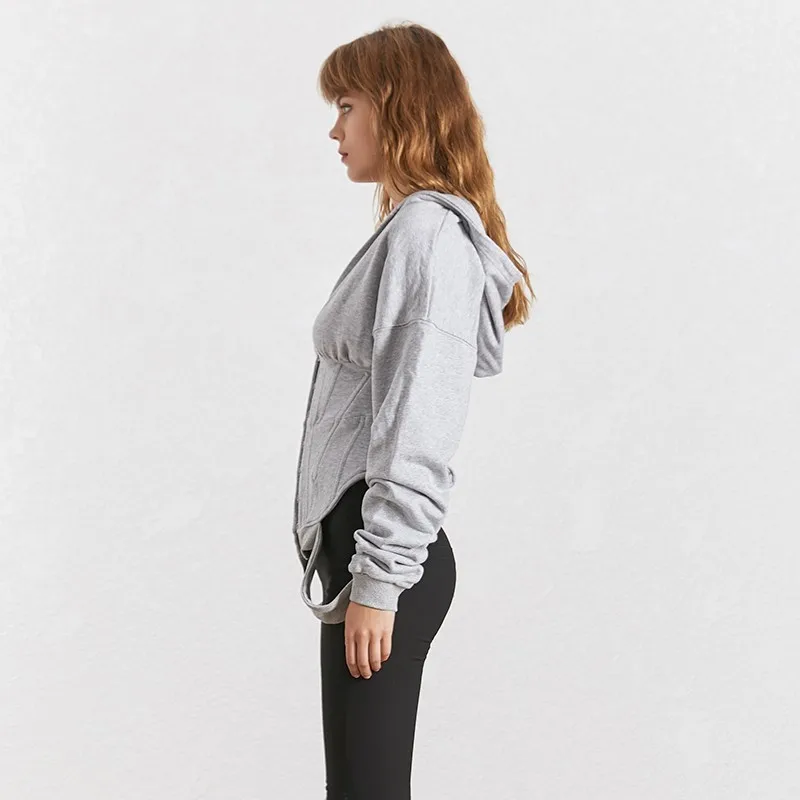 TWOTWINSTYLE Long Sleeve Hoodies Women Slim Hook Closed V Neck Sweatshirt Tops Female Casual Clothe