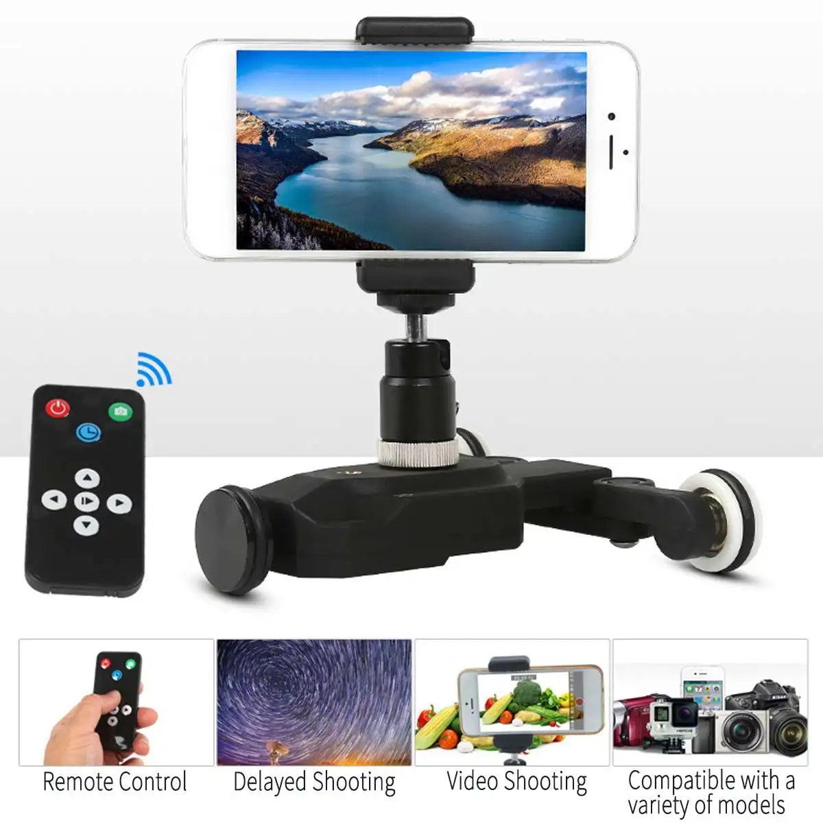 

Mini Motorized Electric Track Slider Motor Dolly Truck Car Wireless Remote Control for Gopro Camera Camcorder for Canon Camera