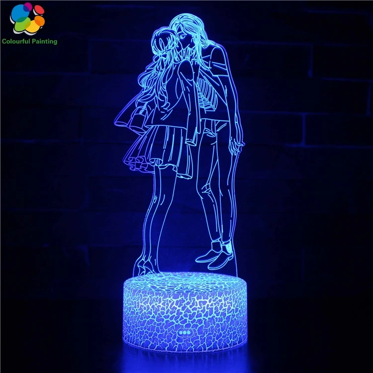 

Remote Control Love Heart Gift 3D Light LED Crack Base Illusion Night Light 7 Colors 3AA Battery Powered USB Lamp Hot sale 5
