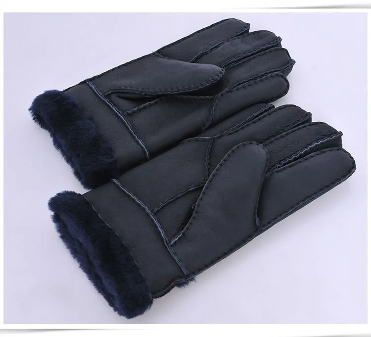 Зимние мужские меховые перчатки из натурального овечьего меха, мужские перчатки для катания на лыжах, теплые меховые перчатки ручной работы
