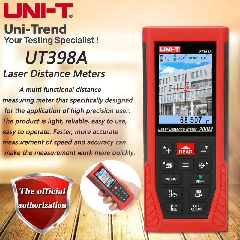 

UNI-T UT398A 200 Meters Laser Distance Meters, Electronic Ruler, Webcam Accessibility, USB Communication, Data Storage