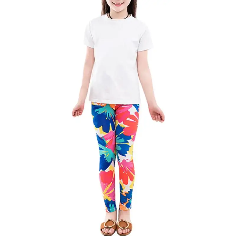 Осенние детские брюки леггинсы с принтом Детские классические узкие брюки с цветочным принтом для маленьких девочек сексуальные кружевные леггинсы для девочек