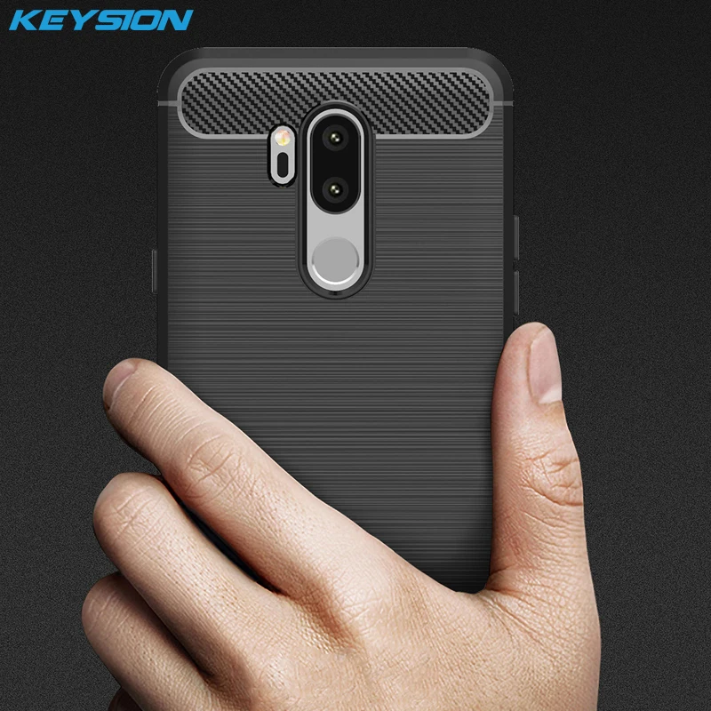 Keysion الهاتف لحالة lg g7 thinq ألياف الكربون لينة tpu سيليكون ناعم مضاد للانزلاق الغطاء الخلفي لل lg g7 thinq Keysion الهاتف لحالة lg g7 thinq ألياف الكربون لينة tpu سيليكون ناعم مضاد للانزلاق الغطاء الخلفي لل lg g7 thinq