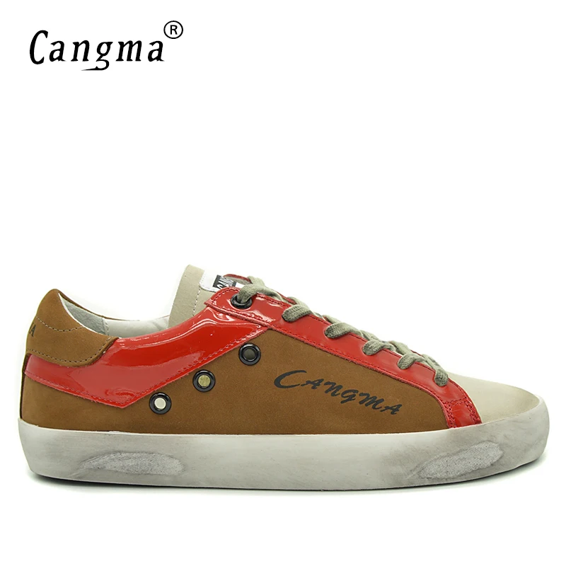 

CANGMA Fashion Shoes Men Sneakers Brown Designer Shoes Casual Luxury Genuine Leather Mens Breathable Male Shoes Newest Footwear