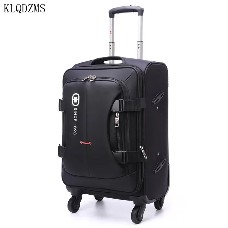 KLQDZMS 20/24/28Inch men business rolling luggage spinner women oxford expand travel suitcase on wheels