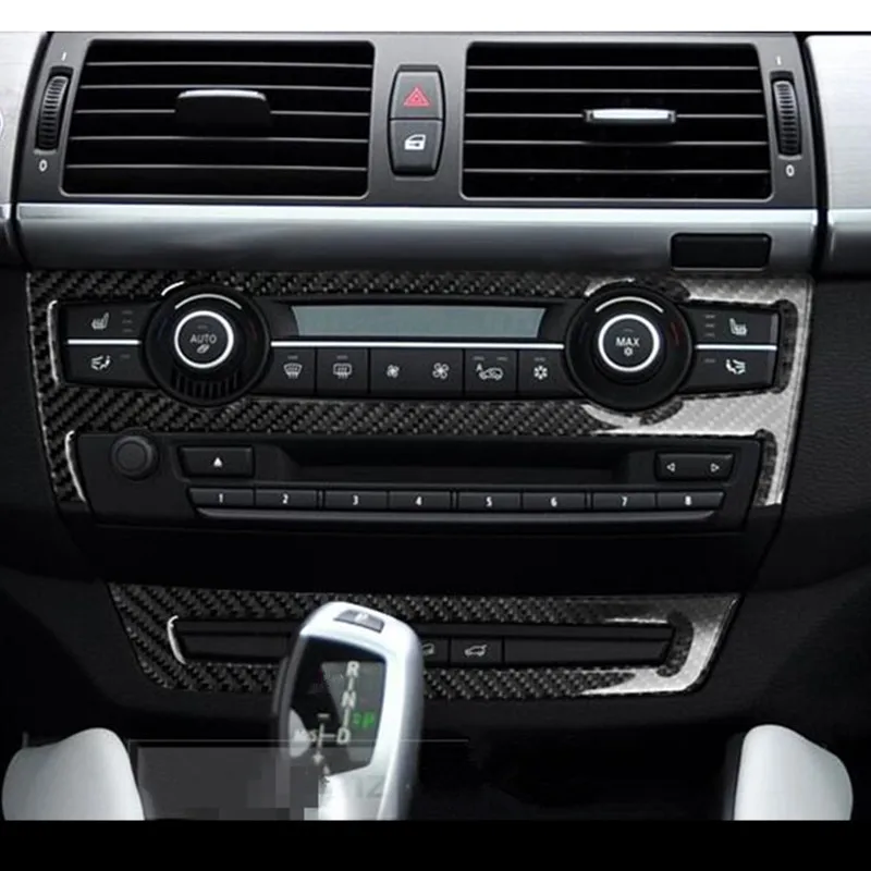 

2pcs Carbon Fiber Center Console Air Conditioning CD Frame decoration cover trim For BMW X5 e70 X6 e71 2014-2018