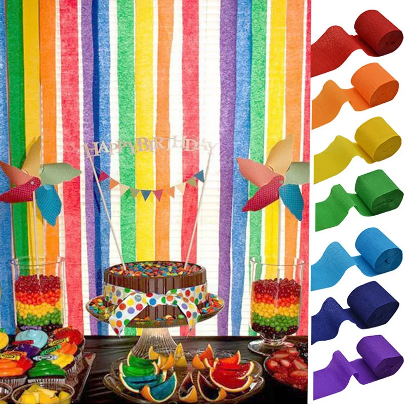 Birthday Door Decorative Tissue Paper Party Streamers 6 Colours