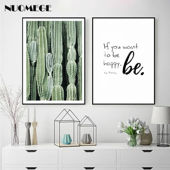 

NUOMEGE Nordic Minimalism Poster Green Plants Cactus Leaves Canvas Paintings Wall Art Poster Picture for Living Room Home Decor