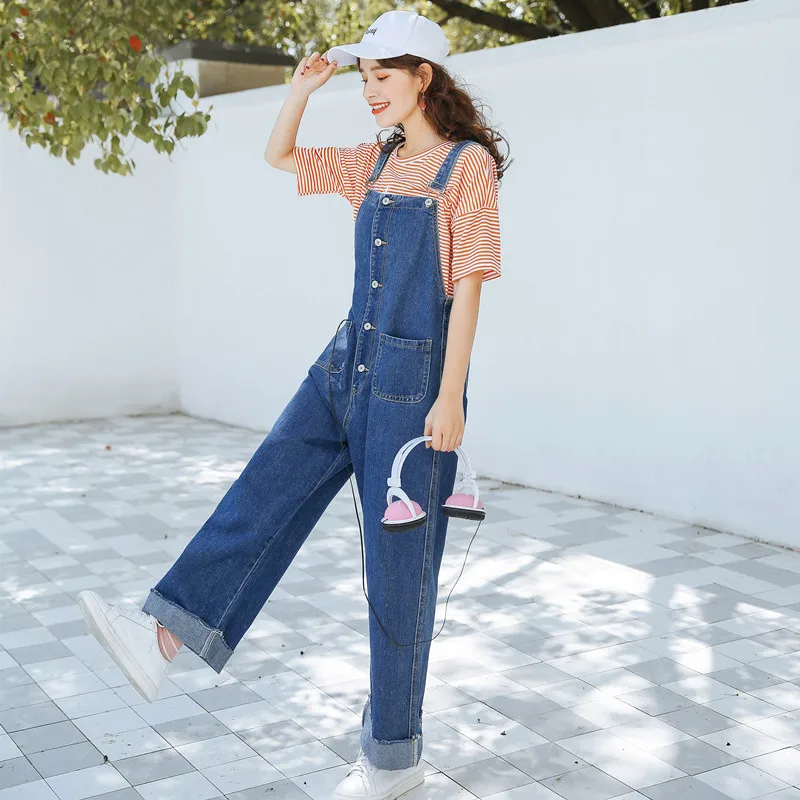 2018 Summer Fashion Clothes Women Overalls Jumpsuits Solid Blue Jeans ...