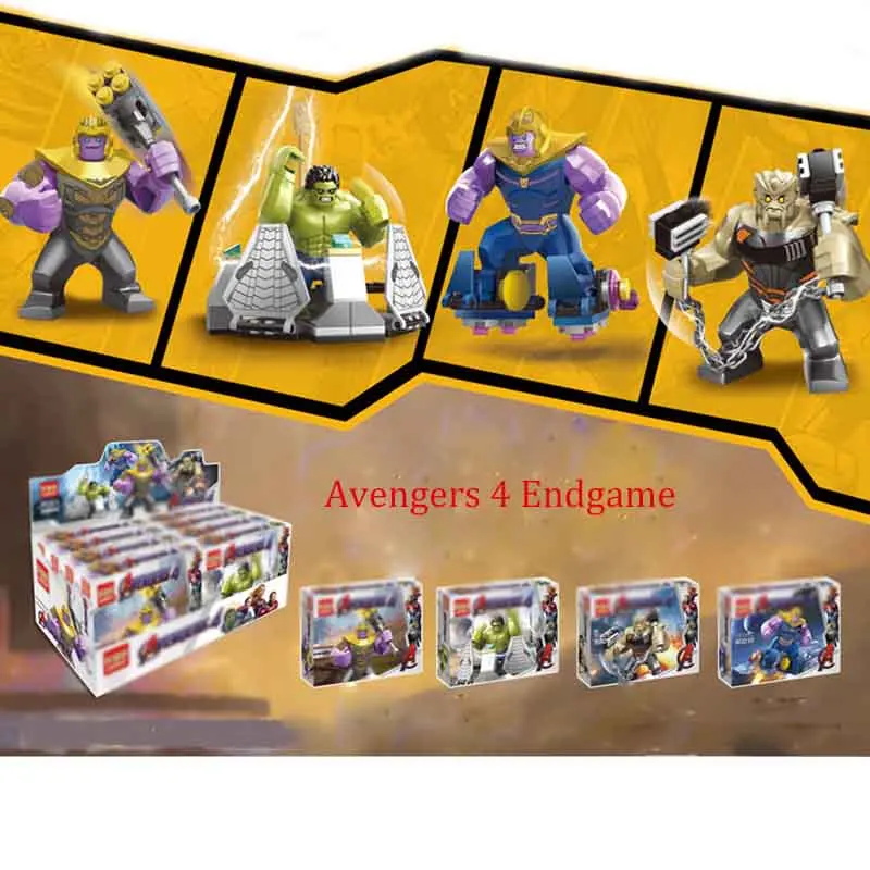 

4Pcs/set Avengers 4 Endgame Avengerss Thanos Hulk Cull Obsidian Set Building Blocks Bricks Boy Toys B440