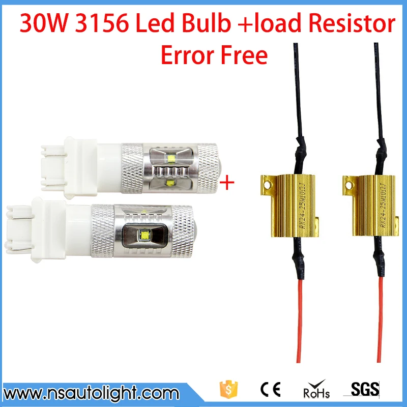 

2pcs 3156 30W XBD LED Lamp car Bulb Auto p27/7w led car bulbs rear brake Lights +2pcs load resistors canbus canceller