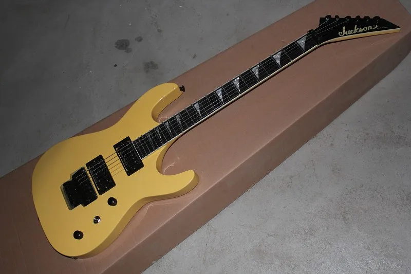 

factory Wholesale finish Custom Neck body together 6 strings jackson SL2H Soloist yellow color electric guitar 14-5-10