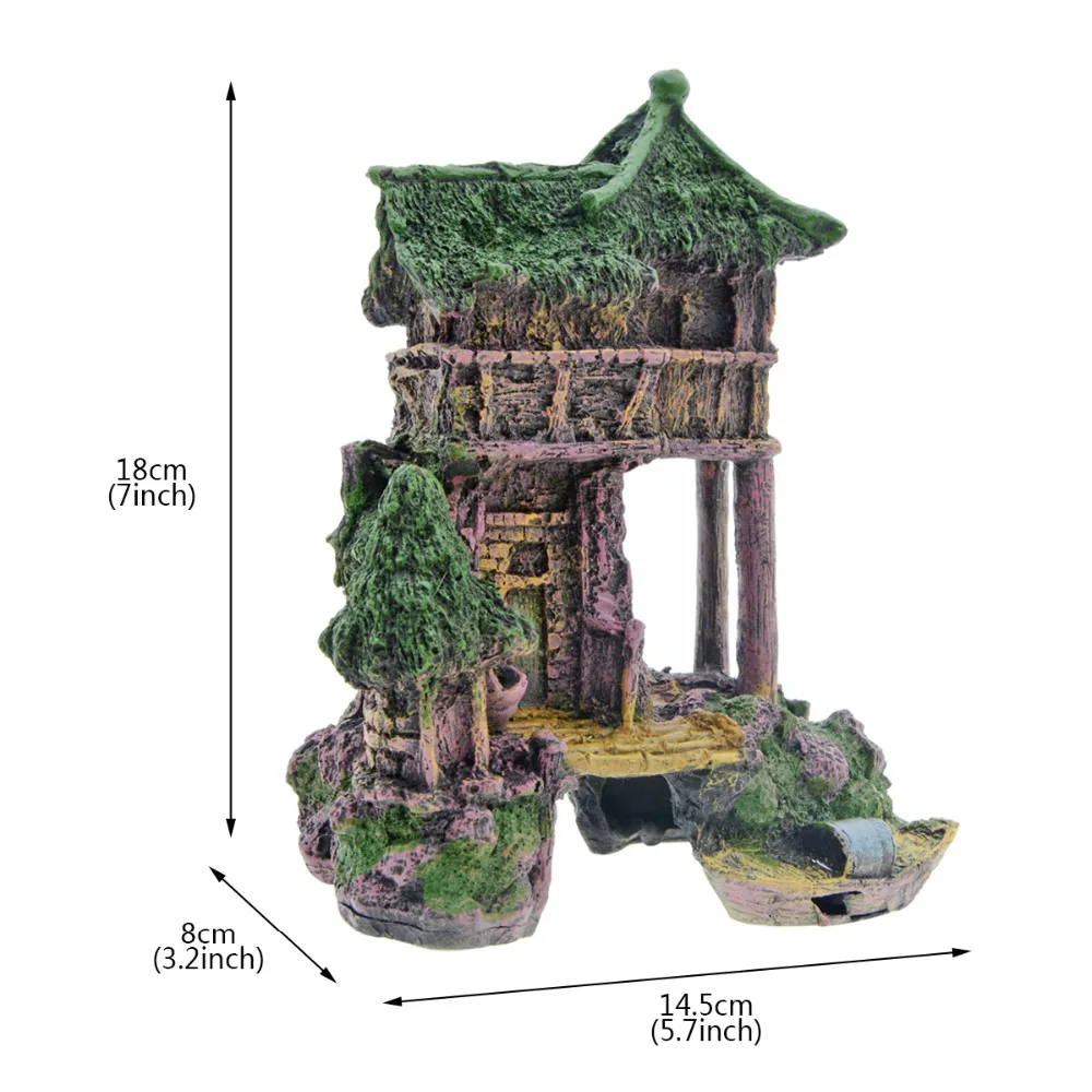 7 "Saim Смола Древний Дом аквариумные украшения аквариум Пейзаж орнамент Acuario деревянный дом декоративные