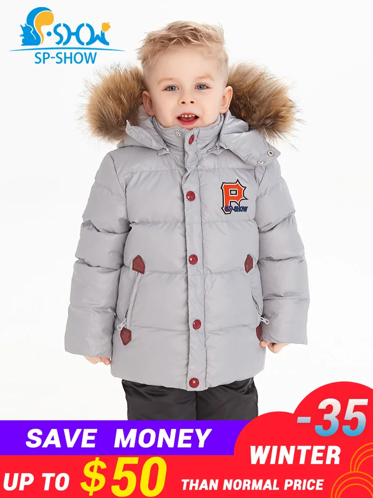 2019 Winter Children Jackets Hooded Boys Jacket Boy Parkas Two-Piece Set Kids Brand For 2-6 Age SP-SHOW Snowsuit 95020 | Детская одежда