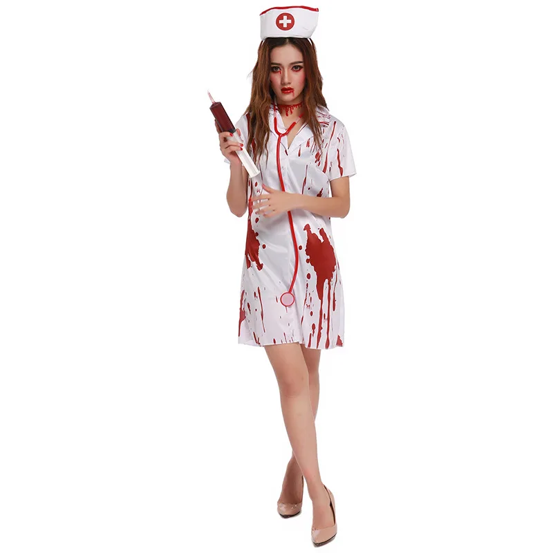 Мода террор женщина медсестра Костюмы для косплея платье для Для женщин Хэллоуин фестиваль производительность