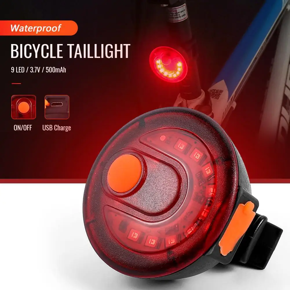 

Mounchain Bike Bicycle light Taillights Rear Tail USB Rechargeable 9 LED Safety Warning Lights Portable Cycling Bike Lights
