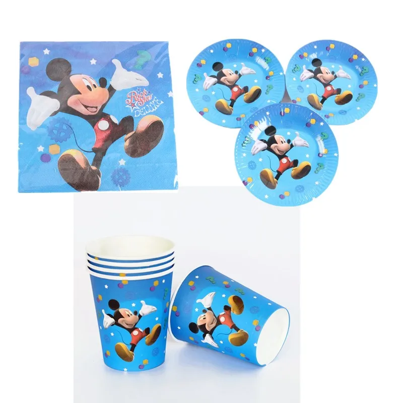 

60 pcs/lot of Mickey mouse theme children like the Disposable party supplies birthday 20 napkins + 20 cup +20 plate