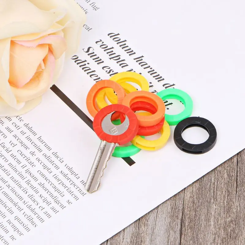 

10Pcs Bright Colors Hollow Silicone Key Cap Covers Topper Keyring Key Rings Car House Key Case