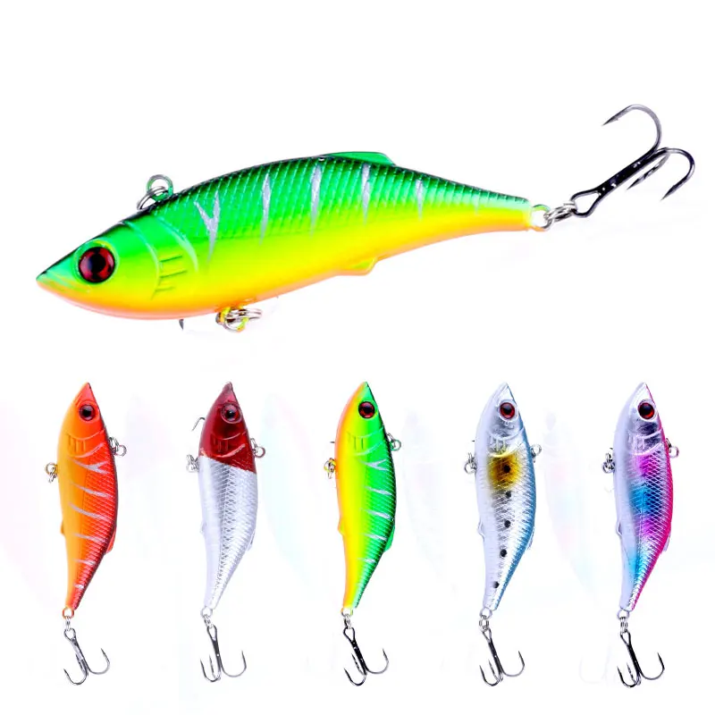 

New 2Pcs Rattlin Vib Fishing Lure Hard Bait 7.5cm 10g Artificial Lures 6# Hooks Vibration Fishing Gear