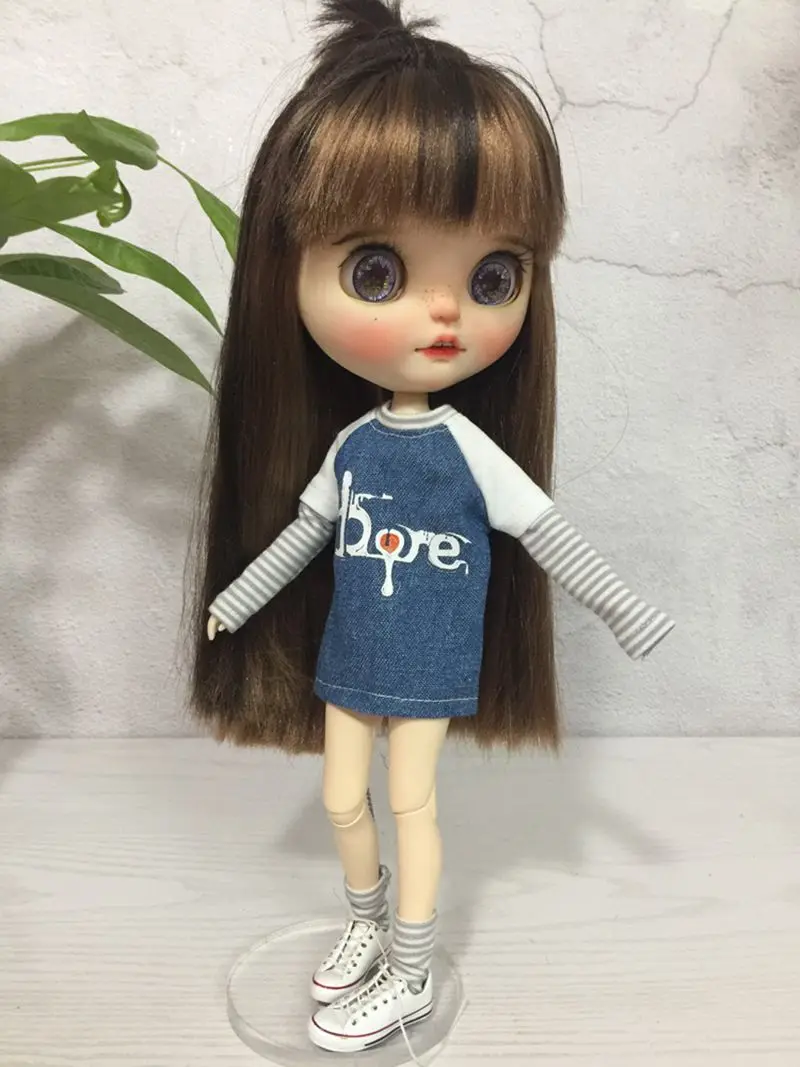 Одежда для кукол 30 см Повседневная футболка с длинным рукавом + шорты Blyth Azone Licca