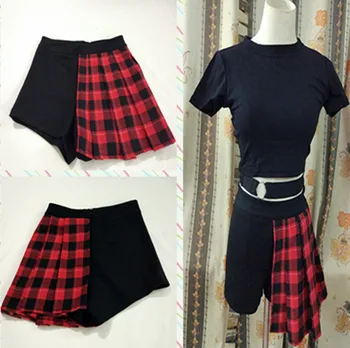 

Women Summer Plaid Skirts Red Plaid Vintage Women Shorts Skirts Punk Pleated Skater Tutu High Waist Mini Skirts Female Saia