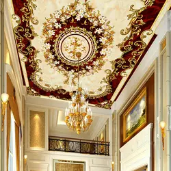 Европейский стиль Роскошные 3D потолочные расписные обои ретро креативные красивые цветы Настенная гостиная потолок обои 3D