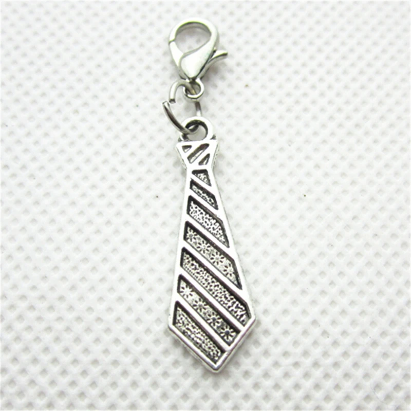 50pcs Wholesale Necktie Bow Tie Dangle Charms Lobster Clasp Charms