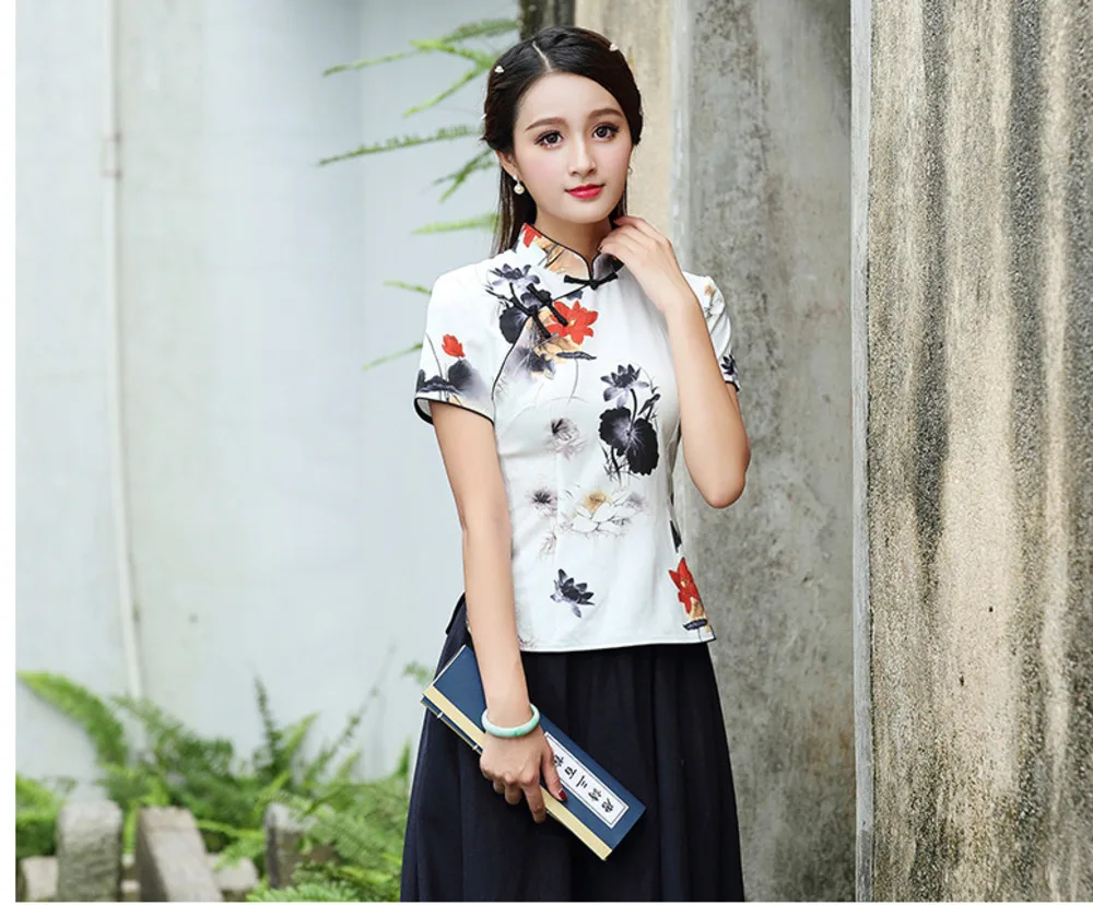 Женские китайские Топы винтажные хлопковые льняные рубашки 3XL 4XL размера плюс Китайская одежда Tang tea guzheng кофточка Ципао традиционная