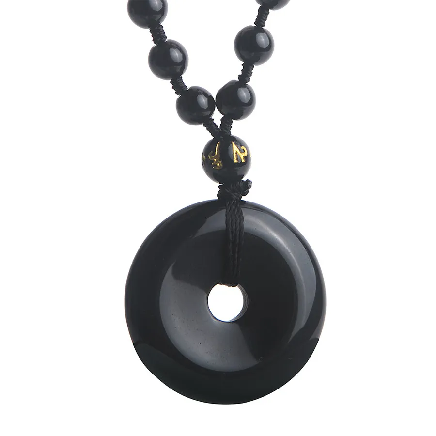 Genuine Black Natural Obsidian Pendant Women Man 6 Styles Available
