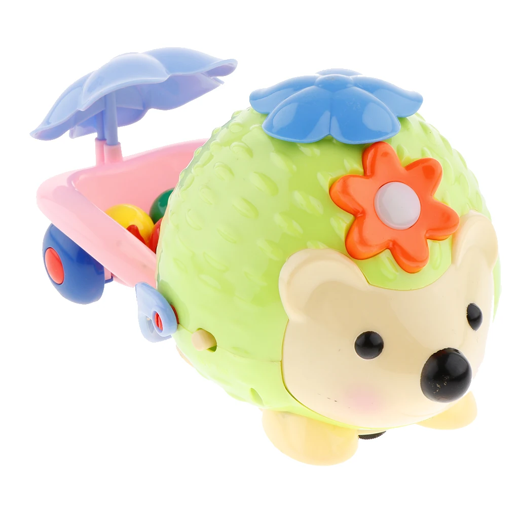 Electric Hedgehog Laying Eggs with Flashing Light & Music Toys Car Baby Early Educational Game Gift bumps change directions