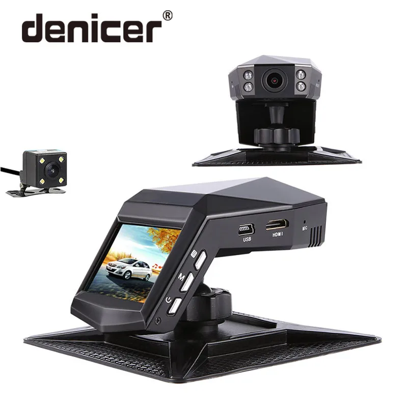 

Denicer Full HD 1920x1080P Dual Lens Car Dash Cam 2.0" Screen DVRS 170 Degree Wide Angle Car Video Recoder With Rear View Camera