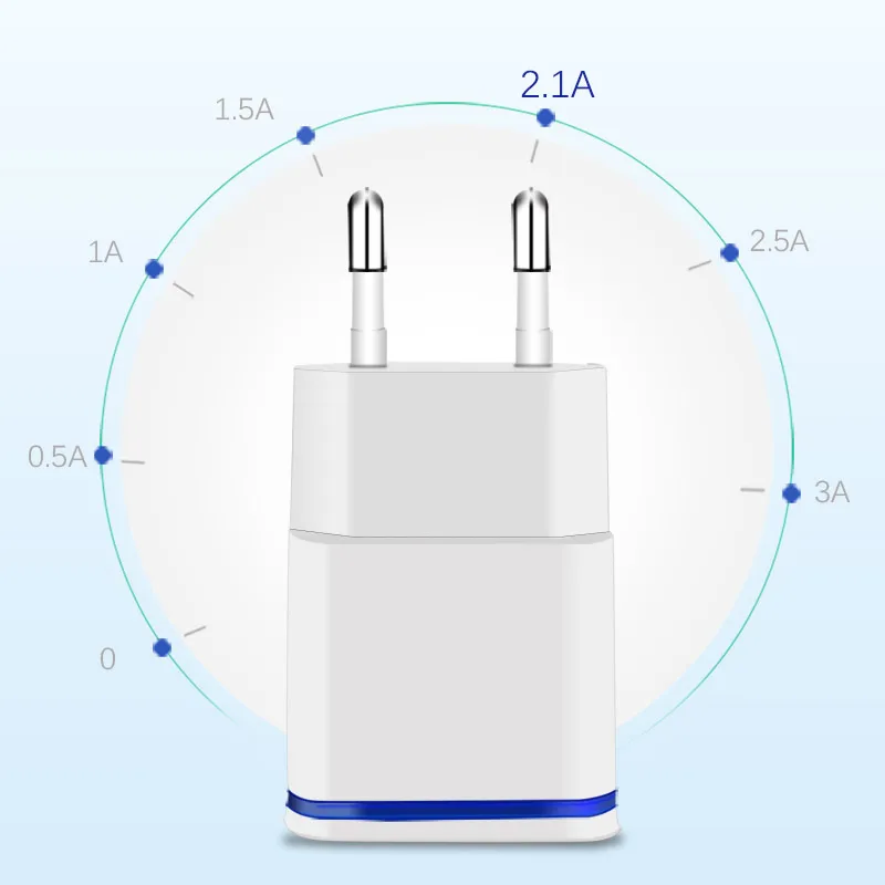 CinkeyPro 2 порта USB зарядное устройство для XiaoMi iPhone 7 8 Светодиодная лампа Samsung 5 В/2.1A Быстрая зарядка мобильного телефона универсальный настенный адаптер