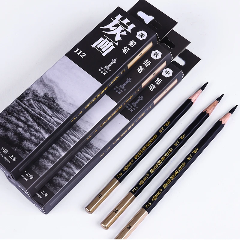 

12pcs/set Soft Middle Hard Sketch Pencils 4B HB 2H Charcoal Pencil for Portrait Art Student School Supplies